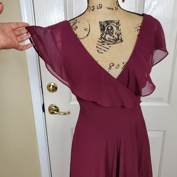 Levkoff Ruffle V-Neck Wrap Gown - Picture 4 of 13